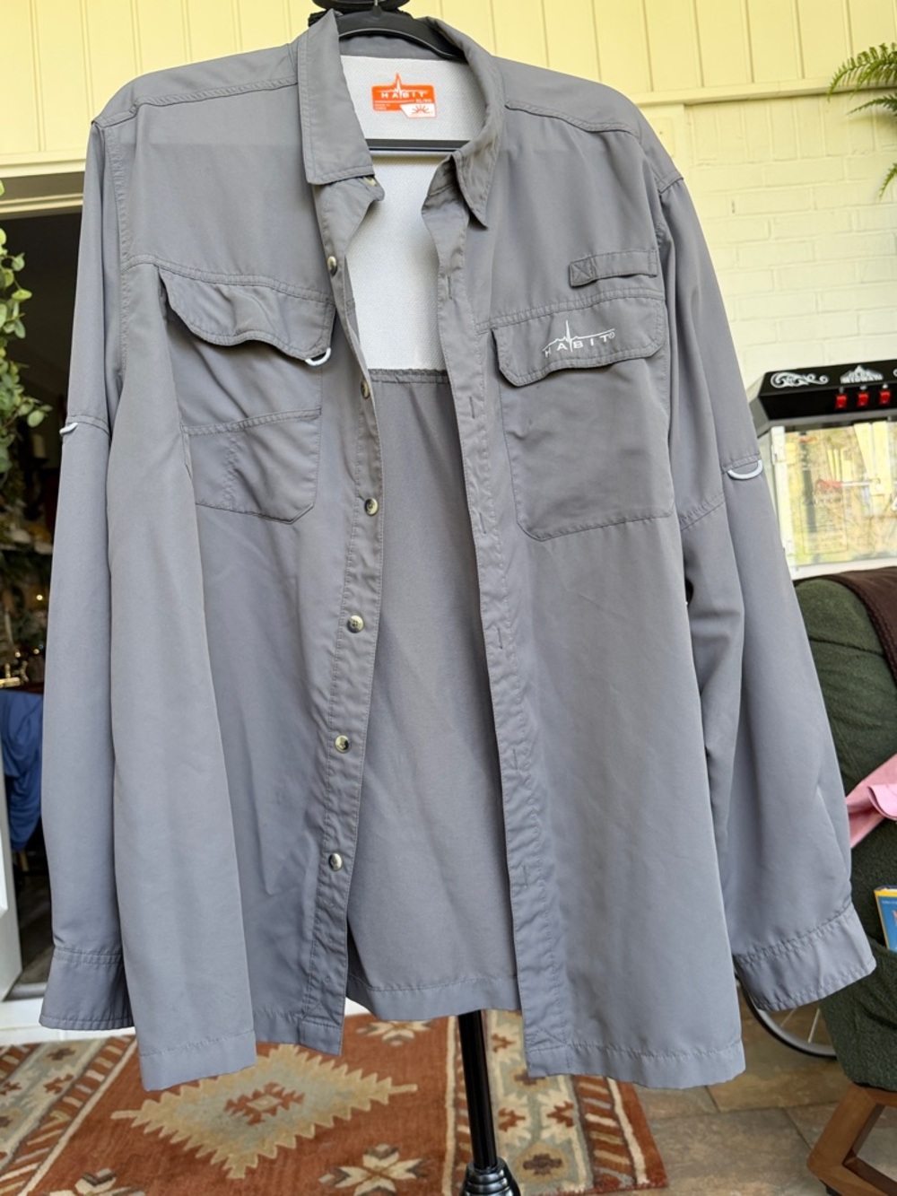 HABIT Men's Long-Sleeve Button-Down Shirt — Gray